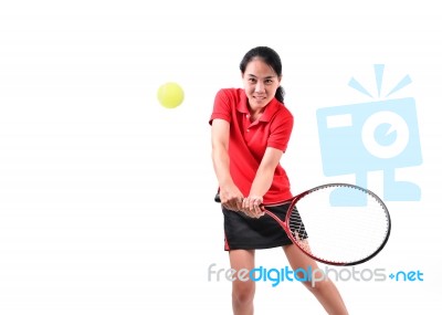 Tennis Player Isolated Stock Photo