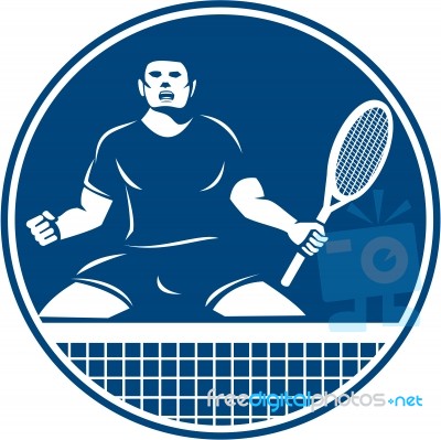 Tennis Player Racquet Fist Pump Icon Stock Image