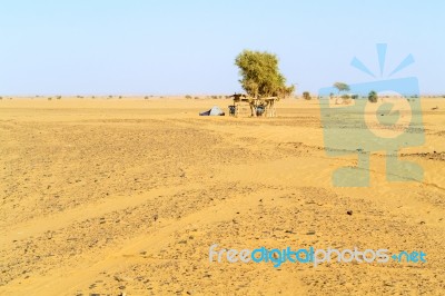 Tent In Sahara Desert In Sudan Stock Photo