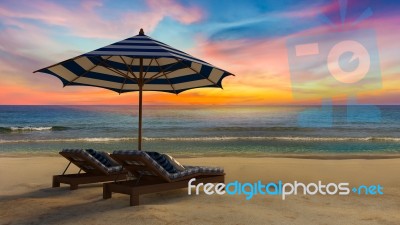 Tent On The Beach Stock Photo