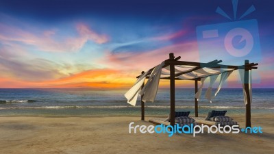 Tent On The Beach Stock Photo