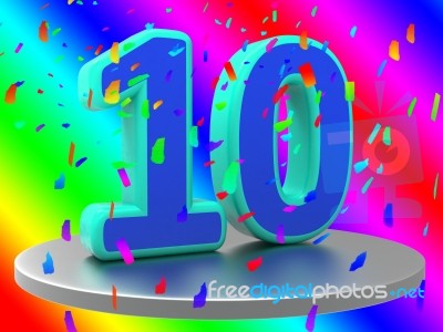 Tenth Birthday Means Happy Anniversary And 10th Stock Image