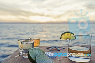 Tequila Cocktails By The Sea Stock Photo