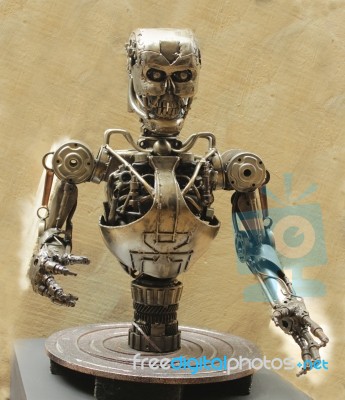 Terminator Robot Upper Body Stock Photo