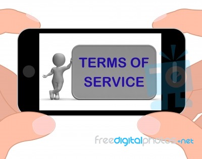 Terms Of Service Phone Shows Agreement And Contract For Use Stock Image