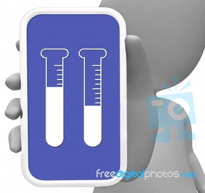 Test Tubes Online Represents Mobile Phone And Analysis 3d Render… Stock Image