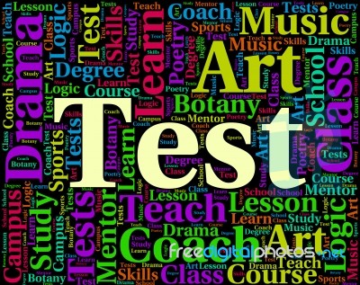 Test Word Indicates Tested Examinations And Assess Stock Image