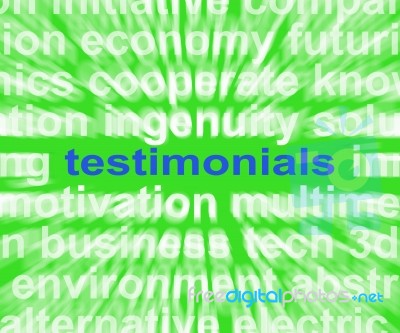 Testimonials Word Shows Supporting And Recommending Product Or S… Stock Image