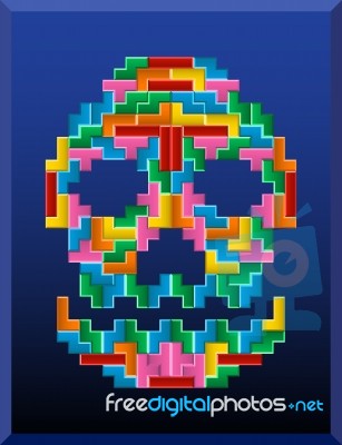 Tetris Skull Stock Image