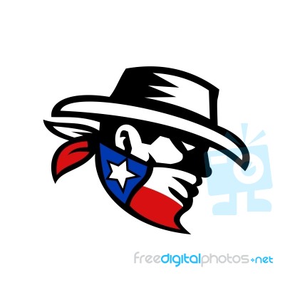 Texas Bandit Cowboy Side Retro Stock Image