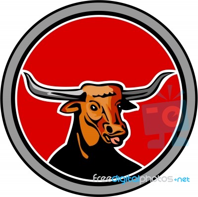 Texas Longhorn Red Bull Circle Retro Stock Image