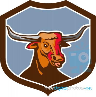 Texas Longhorn Red Bull Shield Retro Stock Image