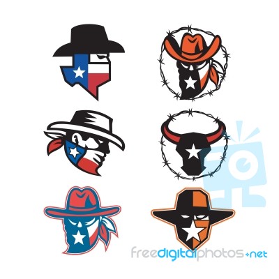 Texas Outlaw Mascot Collection Stock Image