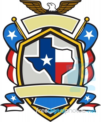 Texas State Map Flag Coat Of Arms Retro Stock Image