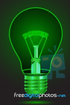 Text Of Power Inside The Bulb Stock Image