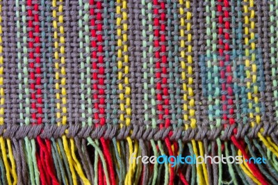 Texture Of Multi-colored Loom Woven Fabrics Stock Photo