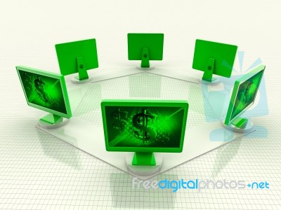 Tft Monitor And Dollar Sign Stock Image