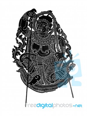 Thai Ancient Shadow Play - Shadow Puppet Stock Photo