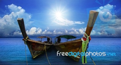 Thai Andaman Long Tailed Boat Southern Of Thailand On Sea Beach Stock Photo