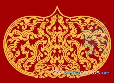 Thai Art Pattern On Red Background Stock Image