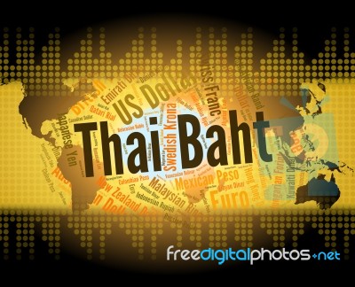 Thai Baht Shows Forex Trading And Banknote Stock Image