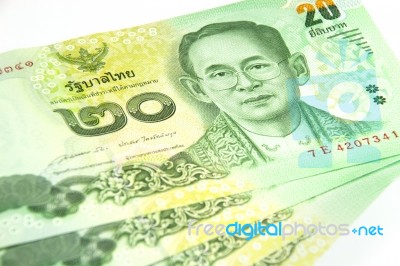 Thai Banknote Twenty Baht Stock Photo