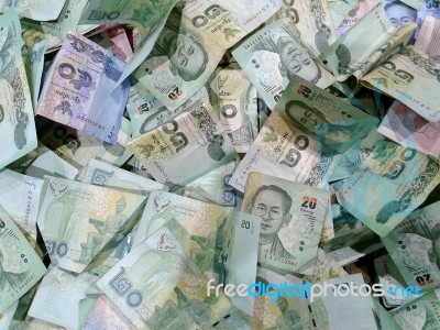 Thai Banknotes As Background Stock Photo