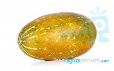 Thai Cantaloupe Melon Isolated On The White Background Stock Photo