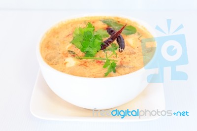 Thai Cuisine Hot Spicy And Sour Milk Soup Stock Photo