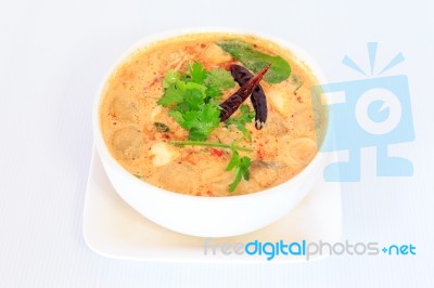 Thai Cuisine Hot Spicy And Sour Milk Soup Stock Photo