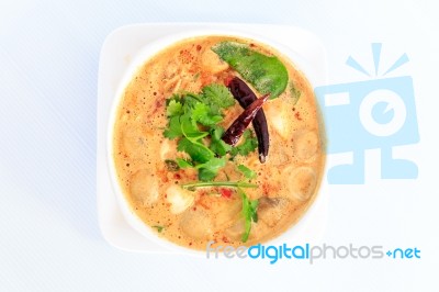 Thai Cuisine Hot Spicy And Sour Milk Soup Stock Photo