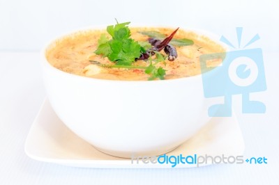 Thai Cuisine Hot Spicy And Sour Milk Soup Stock Photo