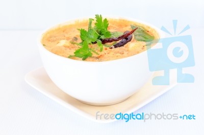 Thai Cuisine Hot Spicy And Sour Milk Soup Stock Photo