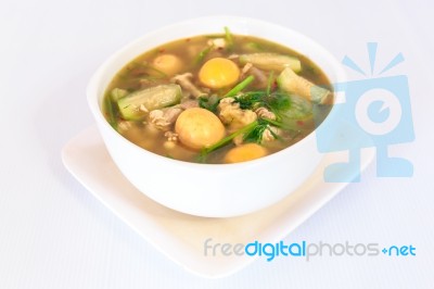 Thai Cuisine Hot Spicy Chicken  Soup Stock Photo