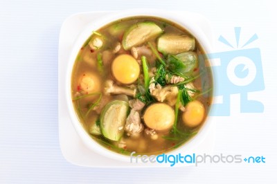 Thai Cuisine Hot Spicy Chicken  Soup Stock Photo