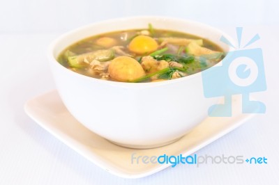 Thai Cuisine Hot Spicy Chicken  Soup Stock Photo