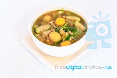 Thai Cuisine Hot Spicy Chicken  Soup Stock Photo