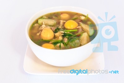 Thai Cuisine Hot Spicy Chicken  Soup Stock Photo