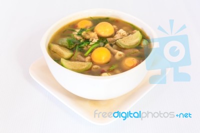 Thai Cuisine Hot Spicy Chicken  Soup Stock Photo