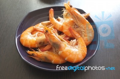 Thai Cuisine , Steamed Prawns Stock Photo