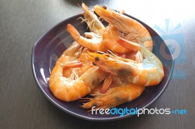 Thai Cuisine , Steamed Prawns Stock Photo