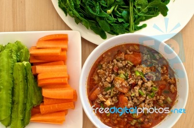 Thai Curry With Vegetable Stock Photo