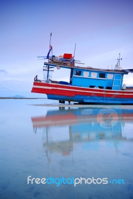 Thai Fishing Boat On Coast Stock Photo