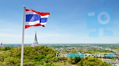 Thai Flag Waving In The Wind Stock Photo