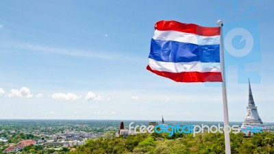 Thai Flag Waving In The Wind Stock Photo