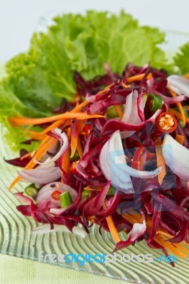 Thai Food Flowers Salad Stock Photo