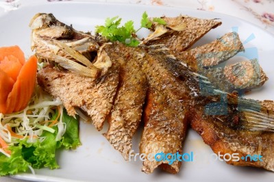 Thai Food Name Deep Fried Snapper With Sweet Fish Sauce Stock Photo