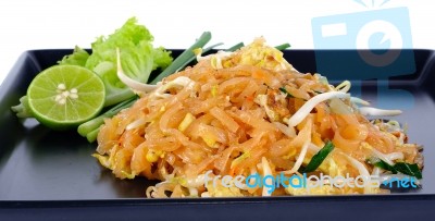 Thai Food Pad Thai , Stir Fry Noodles Stock Photo