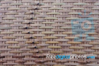 Thai Handcraft Of Bamboo Weave Pattern Stock Photo