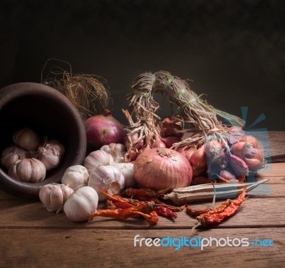 Thai Herb And Ingredient Still Life Stock Photo